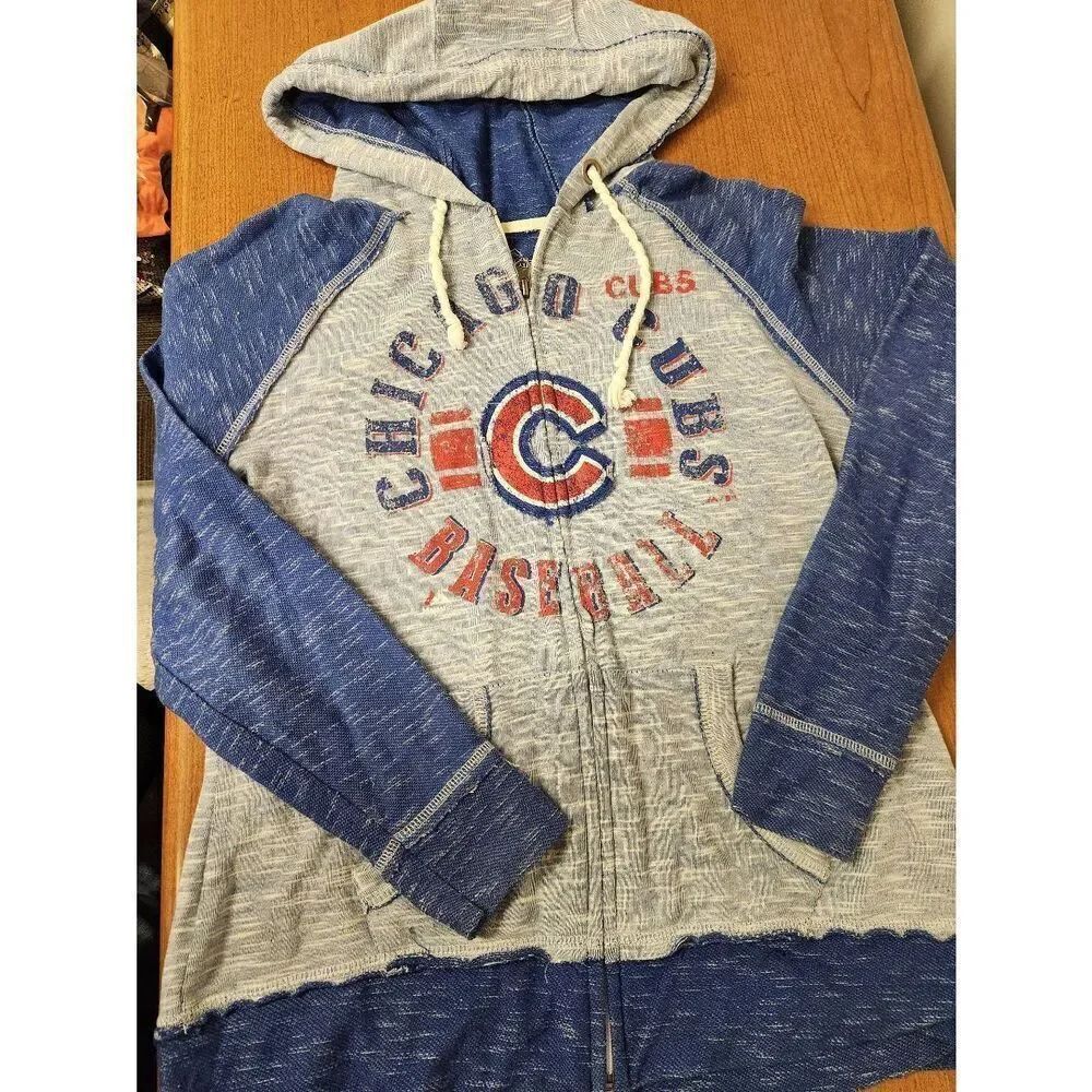 Majestic Chicago Cubs medium blue and grey full zip hoodie